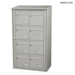 Bloc 8 Boîtes Aux Lettres Collectives Extérieur Mural - Modèle 2 X 4 - Gris Agate - Leabox.com