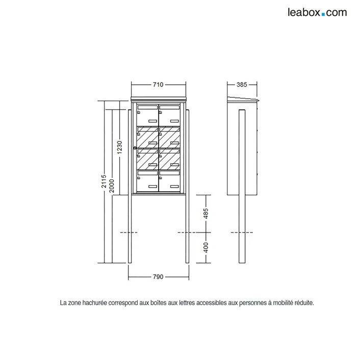 Bloc 8 Boîtes Aux Lettres Collectives Extérieur Sur Pieds - Modèle 2 X 4 - Gris Agate - Leabox.com 4 Bloc 8 Boîtes Aux Lettres Collectives Extérieur Sur Pieds - Modèle 2 X 4 - Gris Agate - Leabox.com – Image 4