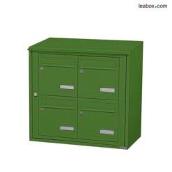 Bloc 4 Boîtes Aux Lettres Collectives Extérieur Mural - Modèle 2 X 2 - Vert Mai - Leabox.com