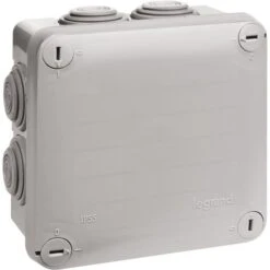 Boîte Grise Carrée - 105 Mm - 6 Embouts - Couvercle Vis 1/4 De Tour - Plexo - Legrand