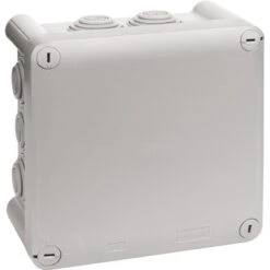 Boîte Grise Carrée - 130 Mm - 10 Embouts - Couvercle Vis 1/4 De Tour - Plexo - Legrand