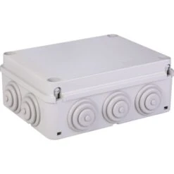 Boîte Grise Rectangulaire - 150 X 110 Mm - 10 Embouts - Couvercle Vis 1/4 De Tour - Gewiss