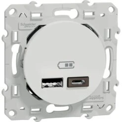 Schneider Electric Prise USB Double - Odace - Schneider - Type A + C - 5 Vcc - 2,4 A
