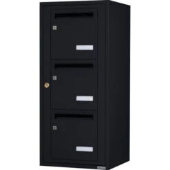 Bloc 3 Boîtes Aux Lettres Collectives Intérieur Mural - Modèle 1 X 3 - Gris Anthracite - Leabox.com