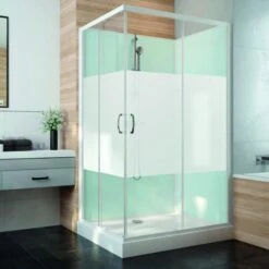 Cabine De Douche Carrée - Portes Coulissantes - Verre Sérigraphé - 80 X 80 Cm - Izi Glass2 - Leda