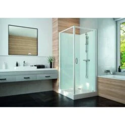 Cabine De Douche Carrée - Portes Pivotantes - Verre Transparent - 90 X 90 Cm - Izi Glass2 - Leda