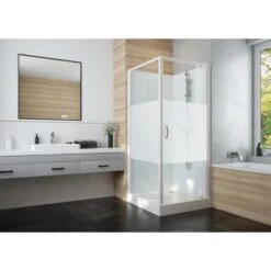 Cabine De Douche Carrée - Portes Pivotantes - Verre Sérigraphé - 90 X 90 Cm - Izi Glass2 - Leda 5 Cabine De Douche Carrée - Portes Pivotantes - Verre Sérigraphé - 90 X 90 Cm - Izi Glass2 - Leda -CAZABOX SOLDES 194918 u