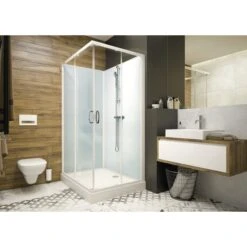 Cabine De Douche Carrée - Portes Coulissantes - Verre Transparent - 80 X 80 Cm - Izi Glass2 - Leda -CAZABOX SOLDES 194945 u