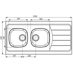 Evier à Poser Inox - 2 Cuves - Avec Vidage - 120 X 60 X 16 Cm - Iseo - Moderna -CAZABOX SOLDES 200166 t 1