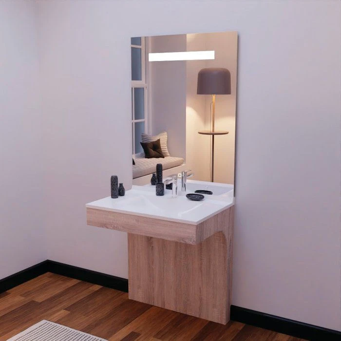 Meuble Salle De Bain Complet Altea Avec Miroir Rétro-éclairant Sensitif - Largeur 70 Cm - Créazur 1 Meuble Salle De Bain Complet Altea Avec Miroir Rétro-éclairant Sensitif - Largeur 70 Cm - Créazur