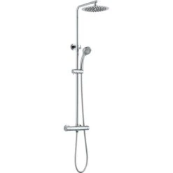Colonne De Douche Thermostatique Chromé - Tête Ronde ⌀ 20 Cm - Douchette 3 Jets - Essentialis 2 - Valentin