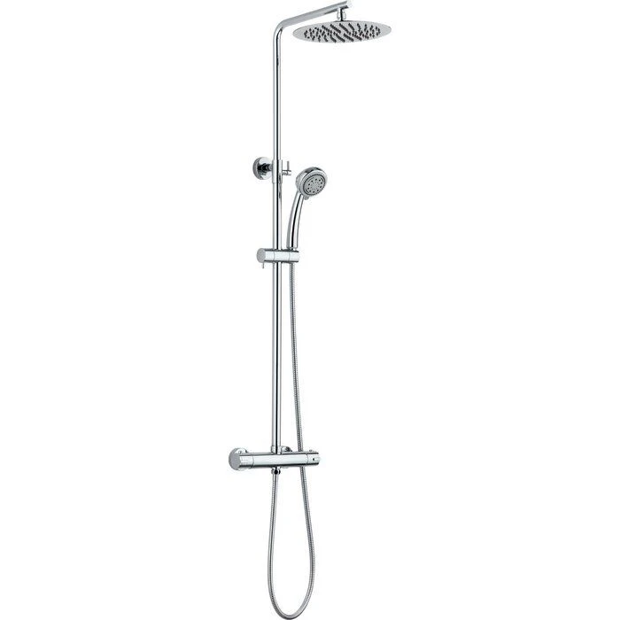 Colonne De Douche Thermostatique Chromé - Tête Ronde ⌀ 20 Cm - Douchette 3 Jets - Essentialis 2 - Valentin 1 Colonne De Douche Thermostatique Chromé - Tête Ronde ⌀ 20 Cm - Douchette 3 Jets - Essentialis 2 - Valentin