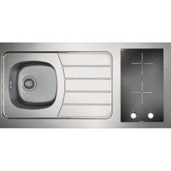 Évier Inox 1 Cuve Avec égouttoir Et Plaque Vitrocéramique - 120 X 60 Cm - 3000 W - Moderna