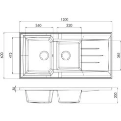 Évier Résine Blanc 2 Cuves Avec égouttoir – 120 X 60 Cm – Vidage Manuel Inclus - Montréal - Moderna 5 Évier Résine Blanc 2 Cuves Avec égouttoir – 120 X 60 Cm – Vidage Manuel Inclus - Montréal - Moderna -CAZABOX SOLDES 400691 t