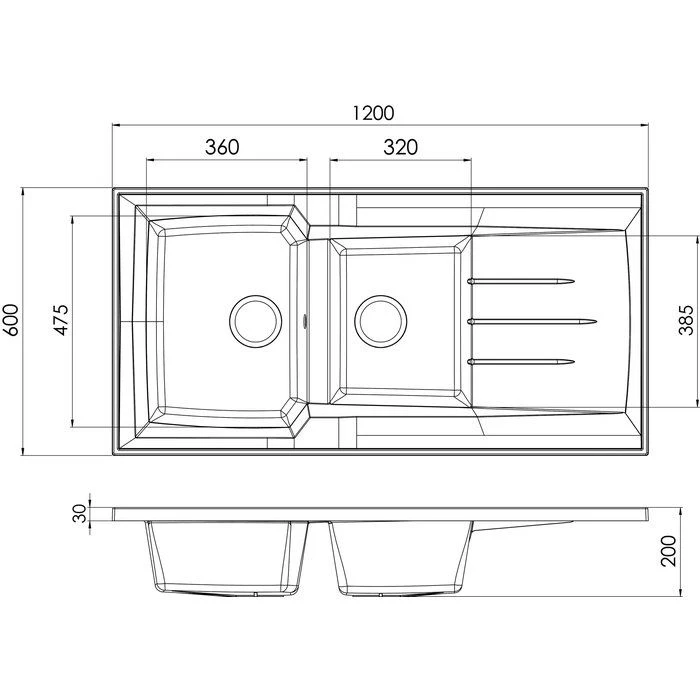 Évier Résine Blanc 2 Cuves Avec égouttoir – 120 X 60 Cm – Vidage Manuel Inclus - Montréal - Moderna 3 Évier Résine Blanc 2 Cuves Avec égouttoir – 120 X 60 Cm – Vidage Manuel Inclus - Montréal - Moderna – Image 3