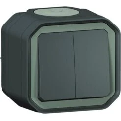 Interrupteurs étanche Gris Anthracite En Saillie- Commande Double - Plexo - Legrand