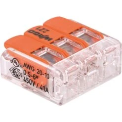 Borne De Connexion Wago - Transparent - 6 Mm² - Tension Nominale 450 V - 3 Conducteurs - Vendu Par 8 - Wago