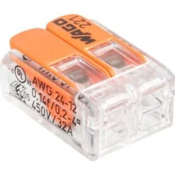 Mini Borne De Connexion à Levier 2 Fils - Série 221 - Vendu Par 100 - Wago