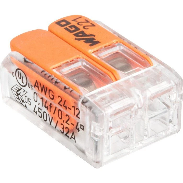 Mini Borne De Connexion à Levier 2 Fils - Série 221 - Vendu Par 100 - Wago 1 Mini Borne De Connexion à Levier 2 Fils - Série 221 - Vendu Par 100 - Wago