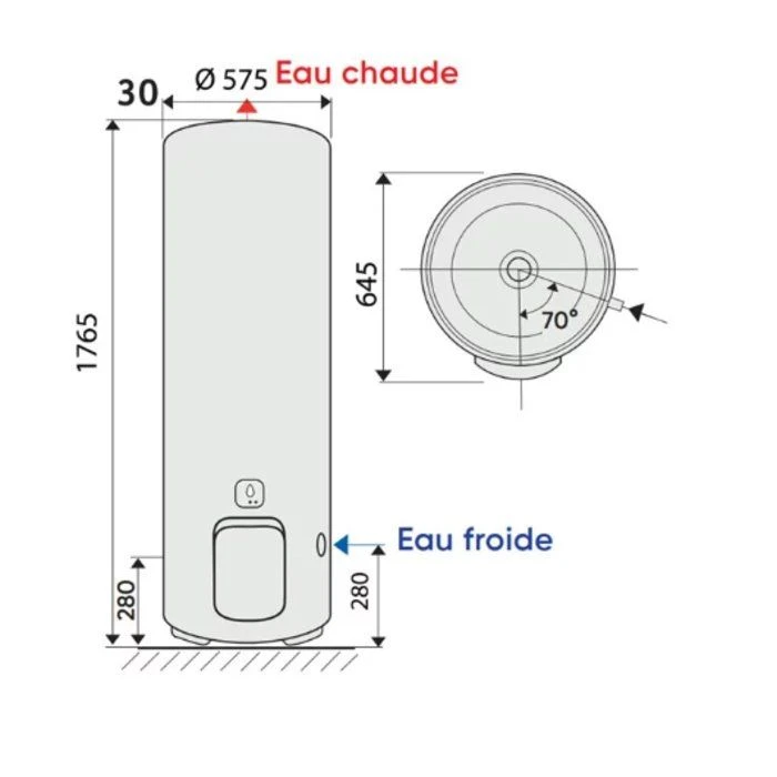 Chauffe-eau électrique Connecté - Aquéo - Atlantic - Vertical Mural - 300L - Ø57cm 6 Chauffe-eau électrique Connecté - Aquéo - Atlantic - Vertical Mural - 300L - Ø57cm – Image 6